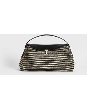 TOTEME T-Lock Woven-Leather Top Handle/Sand - Multicolour