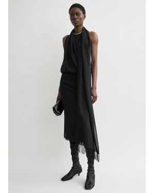 TOTEME Fringed Scarf Dress - Black