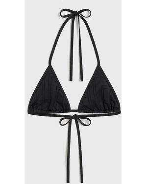 TOTEME Monogram Pointelle Bikini Top - Black
