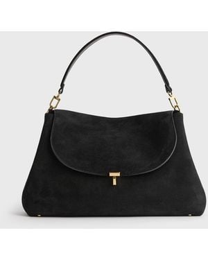 TOTEME T-Lock Suede Satchel - Black