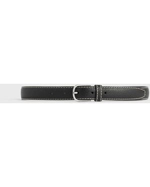 TOTEME Slim Grained-Leather Trouser Belt - White