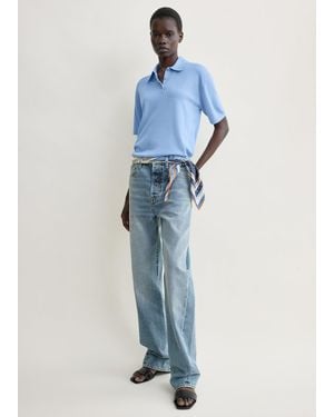 TOTEME Wool-Silk Polo Shirt - Blue