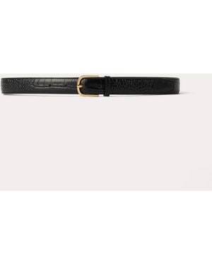 TOTEME Slim Croco-Embossed Trouser Belt - Natural