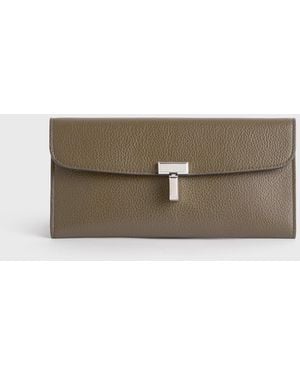 TOTEME T-Lock Grained-Leather Wallet - Grey