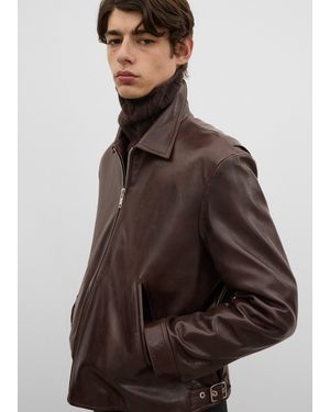 TOTEME Zip Leather Jacket - Brown