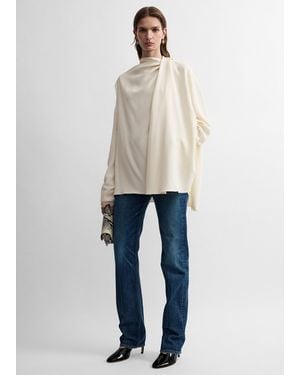 TOTEME Asymmetric Draped Cady Blouse - Natural
