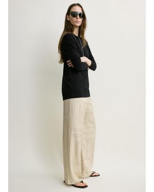 TOTEME Monogram Silk Pj Bottoms Ivory - Natural