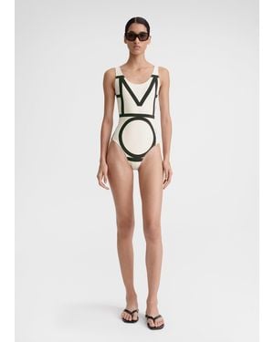 TOTEME Monogram Swimsuit Ecru - White