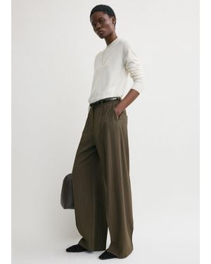 TOTEME Wide Pinstriped Pants - White