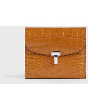 TOTEME T-Lock Croco-Embossed Cardholder - White