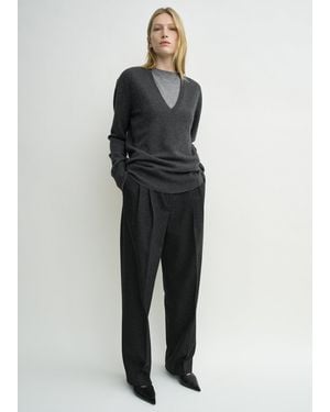TOTEME Cashmere V-Neck Knit Charcoal - Grey