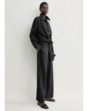 TOTEME Piped Silk Trousers - Black
