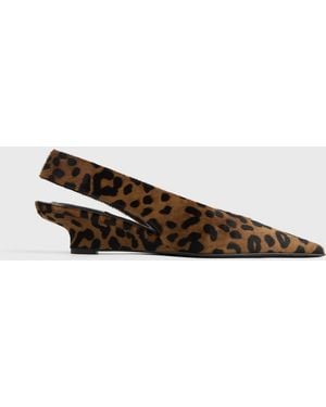 TOTEME Wedge-Heel Pony Hair Slingbacks - White