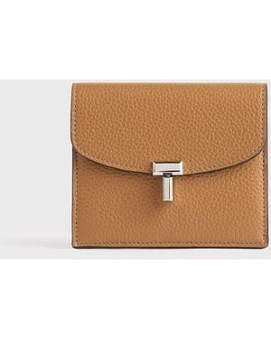 TOTEME T-Lock Grained-Leather Cardholder - White
