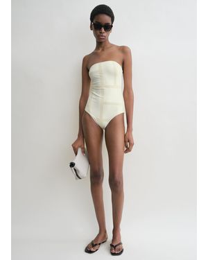 TOTEME Monogram Strapless Swimsuit - White