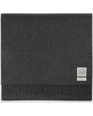 TOTEME Classic Wool Scarf Dark Mélange - Black