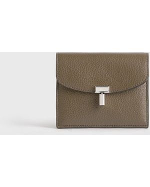 TOTEME T-Lock Grained-Leather Cardholder - Grey