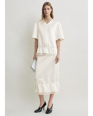 TOTEME V-Neck Satin Pullover - Natural