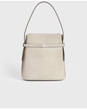 TOTEME Belted Suede Bucket Bag - Natural