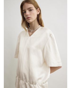 TOTEME V-Neck Satin Pullover - White