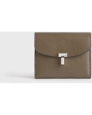 TOTEME T-Lock Grained-Leather Cardholder - Gray