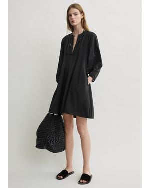 TOTEME Balloon Sleeve Cotton Dress - Black