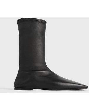 TOTEME Leather Sock Boots - Black
