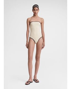 TOTEME Stripe Edge Strapless Swimsuit - White