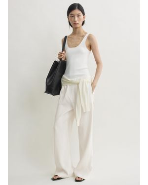 TOTEME Woven Stripe Drawstring Pants - Natural