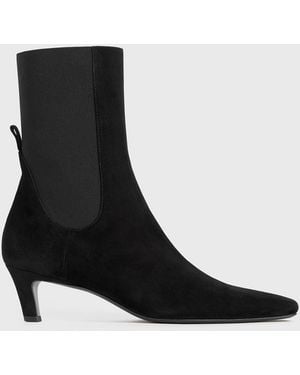 TOTEME Suede Mid-Heel Boots - Black