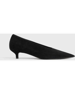 TOTEME Sharp Suede Kitten Pumps - White