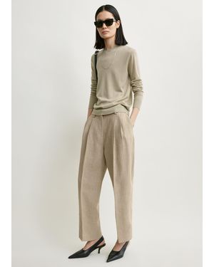 TOTEME Double-Pleat Cropped Linen Trousers - Natural