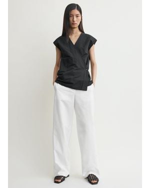 TOTEME Short-Sleeve Wrap Blouse - White