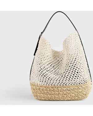 TOTEME Belted Paper Raffia Tote Ecru/Vanilla - White