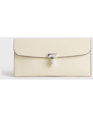 TOTEME T-Lock Grained-Leather Wallet - Natural
