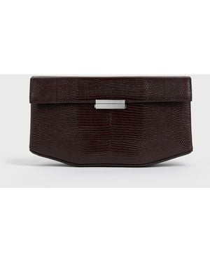TOTEME Clip Lizard-Embossed Clutch - White