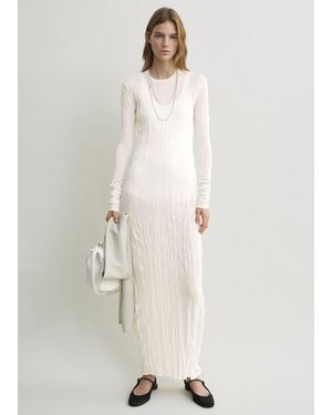 TOTEME Crinkled Knit Long-Sleeve Dress - Natural