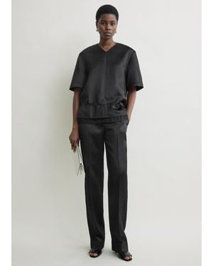 TOTEME V-Neck Satin Pullover - Black