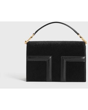 TOTEME Mini T-Flap Pony Hair Bag - Black