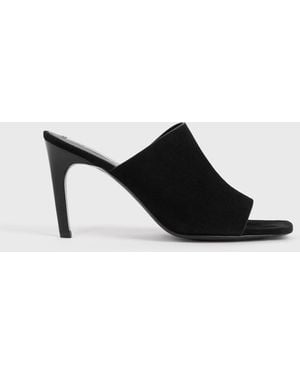 TOTEME Velour-Leather Bandeau Mules - Black