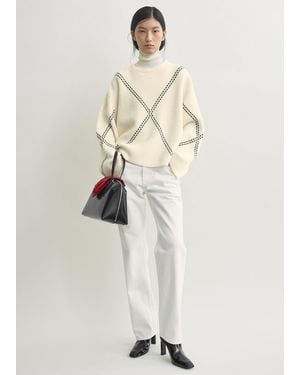 TOTEME Argyle-Stitch Cashmere Jumper Ecru - Natural