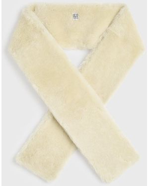 TOTEME Shearling Tuxedo Scarf - White