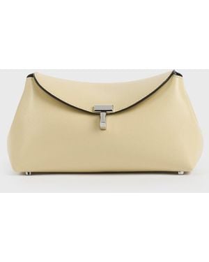 TOTEME Mini T-Lock Leather Clutch - White