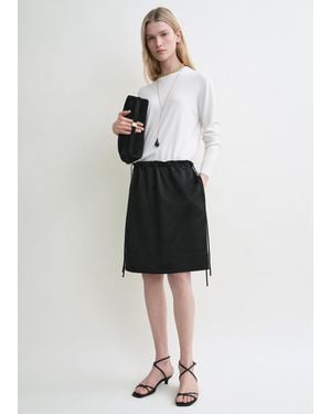 TOTEME Drawstring Satin Mini Skirt - White