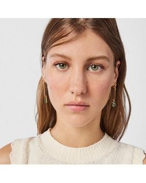 Tous Long Silver Vermeil And Malachite Icon Color Earrings - Metallic