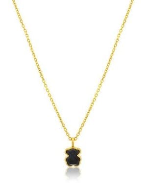 Tous Vermeil Silver Color Necklace With Onyx - Multicolor