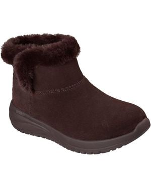 Skechers On-The-Go Stellar Cosy Step Leather Winter Ankle Boots - Brown