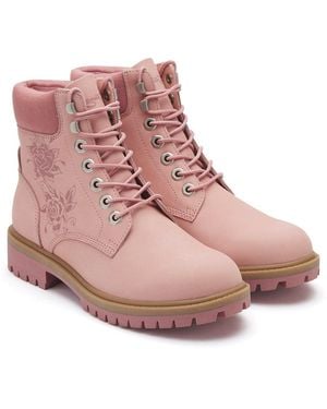 Ed Hardy Wild Roses Nubuck Boots - Pink