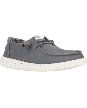 HEYDUDE Wendy Canvas 100% Cotton Loafers - Grey