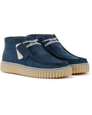 Clarks Torhill Hi Suede Boots - Blue